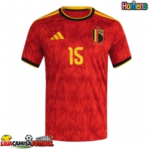 Camisa de Futebol Bélgica Thomas Meunier #15 Equipamento Principal Mundo 2026 Manga Curta